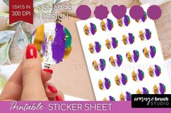 Mardi Gras Round Sticker - Carnival Printable Sticker Sheet Product Image 1