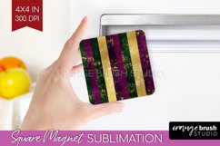 Mardi Gras Magnet Sublimation - Carnival Square Magnet PNG Product Image 1