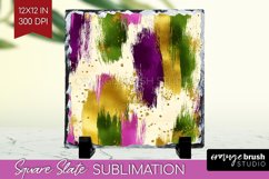 Mardi Gras Slate PNG - Carnival Square Slate Sublimation Product Image 1