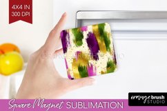 Mardi Gras Magnet Sublimation - Carnival Square Magnet PNG Product Image 1