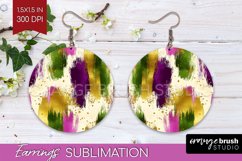 Mardi Gras Round Earrings - Carnival PNG Sublimation Product Image 1