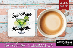 Margarita Cocktail Square Coaster Summer Drink Coaster PNG Product Image 1