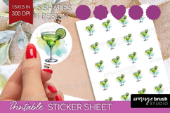 Margarita Cocktail Round Sticker Summer Drink Printable Product Image 1