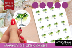 Martini Cocktail Round Sticker Summer Drink Printable Product Image 1
