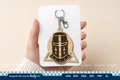 Medieval Helmet Geometric Keychain SVG | Knight Design Product Image 1