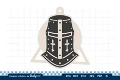 Medieval Helmet Geometric Keychain SVG | Knight Design Product Image 3