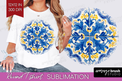 Mediterranean Round Tshirt Background - Italian Tile PNG Product Image 1