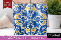 Mediterranean Tumbler Wrap - Italian Tile Tumbler PNG Product Image 1