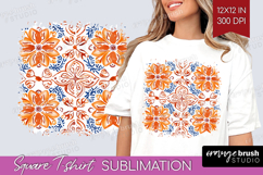 Mediterranean Square Tshirt Background - Italian Tile PNG Product Image 1