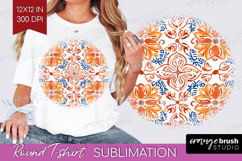 Mediterranean Round Tshirt Background - Italian Tile PNG Product Image 1