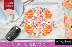 Mediterranean Car Coaster - Italian Tile Coaster PNG Product Image 1