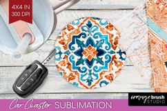 Mediterranean Car Coaster - Italian Tile Coaster PNG Product Image 1