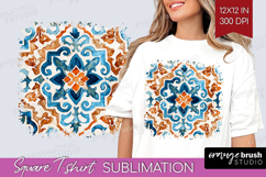 Mediterranean Square Tshirt Background - Italian Tile PNG Product Image 1