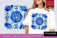 Mediterranean Square Tshirt Background - Italian Tile PNG Product Image 1