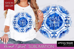 Mediterranean Round Tshirt Background - Italian Tile PNG Product Image 1