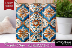 Mediterranean Tumbler Wrap - Italian Tile Tumbler PNG Product Image 1