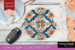 Mediterranean Car Coaster - Italian Tile Coaster PNG Product Image 1