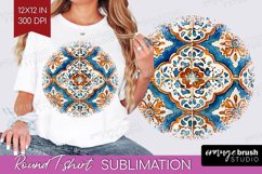 Mediterranean Round Tshirt Background - Italian Tile PNG Product Image 1