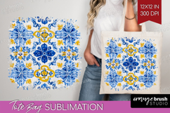 Mediterranean Tote Bag - Italian Tile Tote Bag PNG Product Image 1