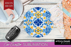 Mediterranean Car Coaster - Italian Tile Coaster PNG Product Image 1