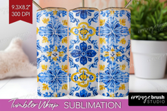 Mediterranean Tumbler Wrap - Italian Tile Tumbler PNG Product Image 1