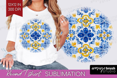 Mediterranean Round Tshirt Background - Italian Tile PNG Product Image 1