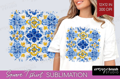 Mediterranean Square Tshirt Background - Italian Tile PNG Product Image 1