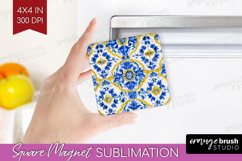 Mediterranean Magnet Sublimation - Italian Tile Square PNG Product Image 1