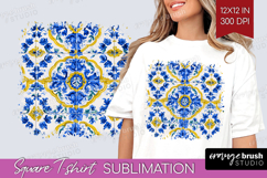 Mediterranean Square Tshirt Background - Italian Tile PNG Product Image 1