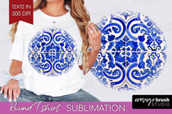 Mediterranean Round Tshirt Background - Italian Tile PNG Product Image 1