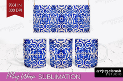 Mediterranean Mug Wrap - Italian Tile Mug PNG Sublimation Product Image 1