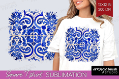 Mediterranean Square Tshirt Background - Italian Tile PNG Product Image 1