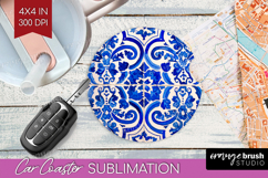 Mediterranean Car Coaster - Italian Tile Coaster PNG Product Image 1