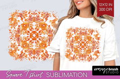 Mediterranean Square Tshirt Background - Italian Tile PNG Product Image 1