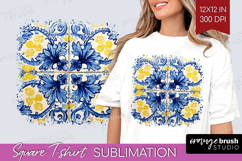 Mediterranean Square Tshirt Background - Italian Tile PNG Product Image 1