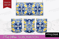 Mediterranean Mug Wrap - Italian Tile Mug PNG Sublimation Product Image 1