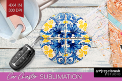 Mediterranean Car Coaster - Italian Tile Coaster PNG Product Image 1