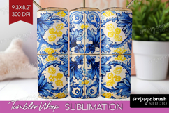 Mediterranean Tumbler Wrap - Italian Tile Tumbler PNG Product Image 1