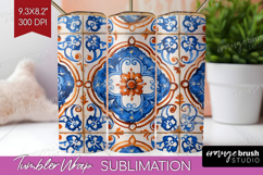 Mediterranean Tumbler Wrap - Italian Tile Tumbler PNG Product Image 1