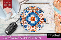 Mediterranean Car Coaster - Italian Tile Coaster PNG Product Image 1