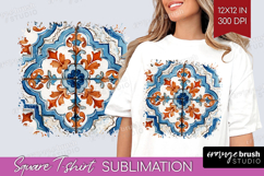 Mediterranean Square Tshirt Background - Italian Tile PNG Product Image 1