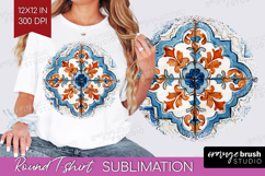 Mediterranean Round Tshirt Background - Italian Tile PNG Product Image 1