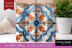 Mediterranean Tumbler Wrap - Italian Tile Tumbler PNG Product Image 1