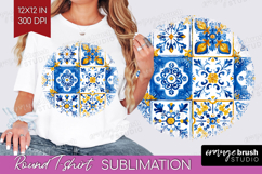 Mediterranean Round Tshirt Background - Italian Tile PNG Product Image 1