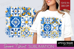 Mediterranean Square Tshirt Background - Italian Tile PNG Product Image 1