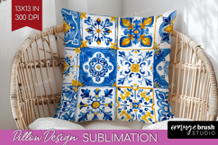 Mediterranean Pillow Sublimation - Italian Tile Pillow Cover Product Image 1