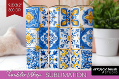 Mediterranean Tumbler Wrap - Italian Tile Tumbler PNG Product Image 1