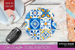 Mediterranean Car Coaster - Italian Tile Coaster PNG Product Image 1