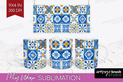 Mediterranean Mug Wrap - Italian Tile Mug PNG Sublimation Product Image 1
