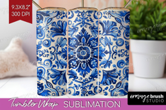 Mediterranean Tumbler Wrap - Italian Tile Tumbler PNG Product Image 1
